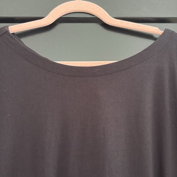 Talbots Black Ruffled Gingham Short Sleeve T-Shirt Plaid Tie in Back. Size XL - Picture 3 of 10